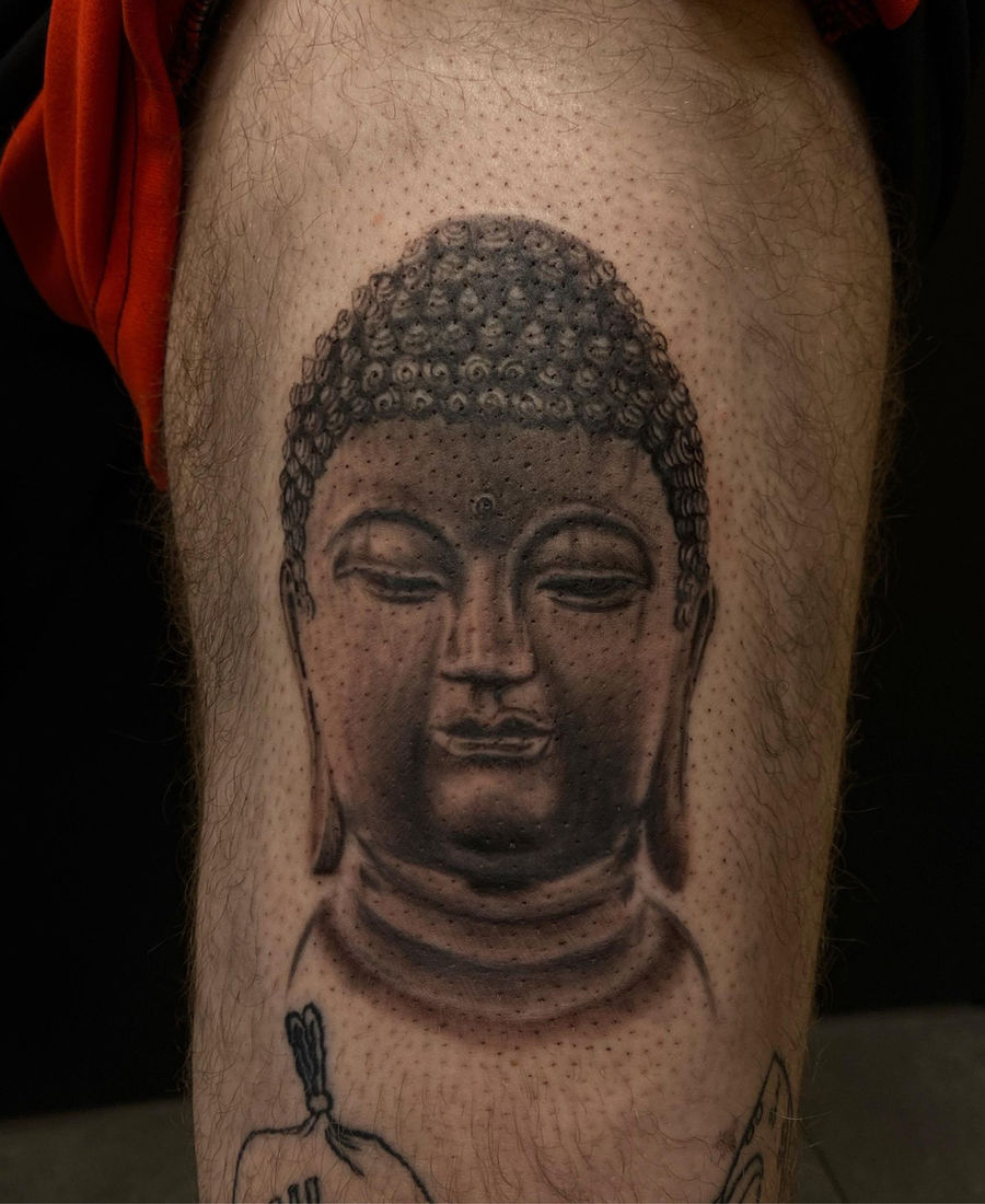 Black and grey realism Buddha portrait