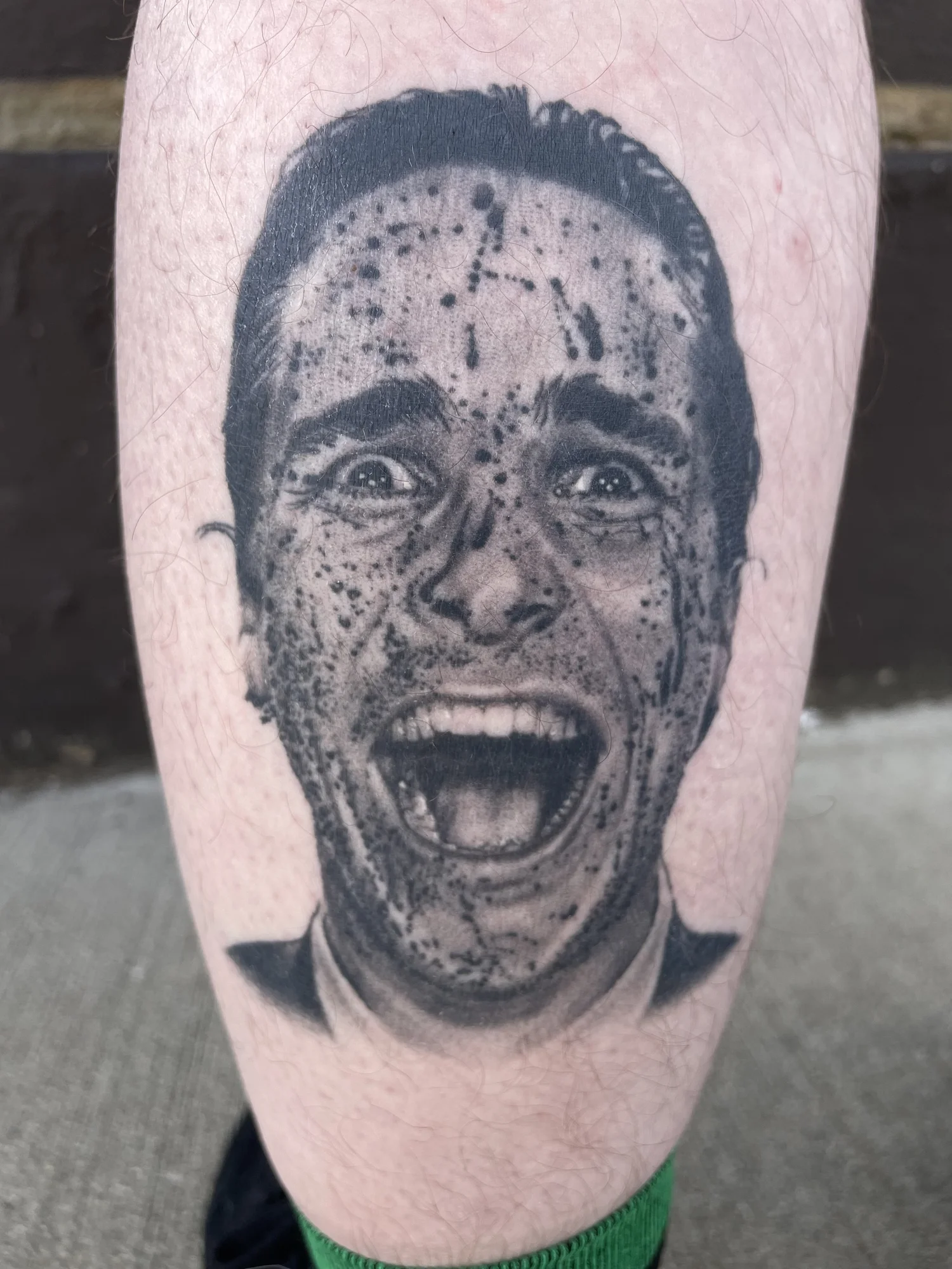 Black and grey realism portrait tattoo by Bill Byers, Worcester MA