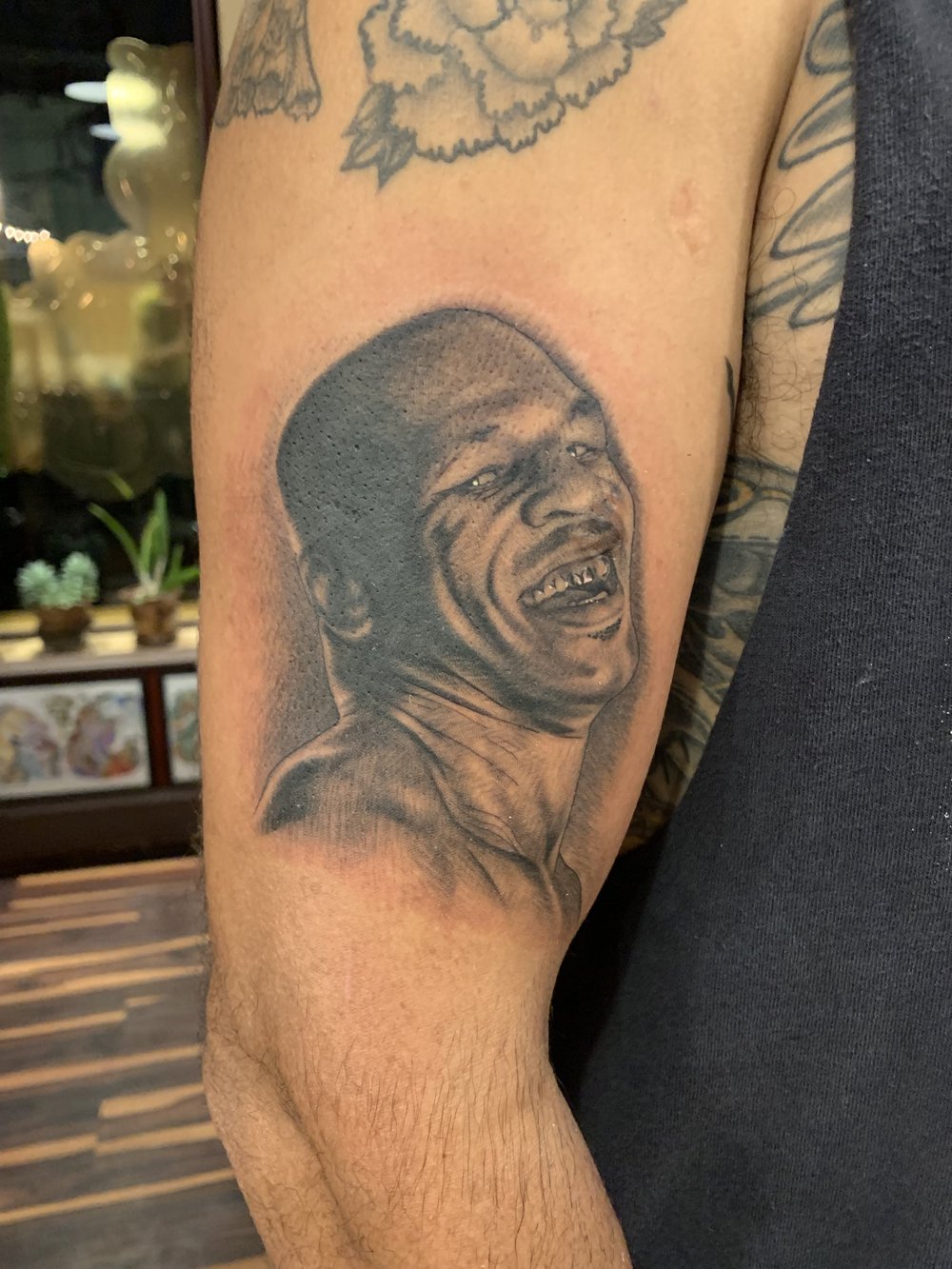 Black and grey realism portrait of a boxer by Bill Byers, Worcester MA