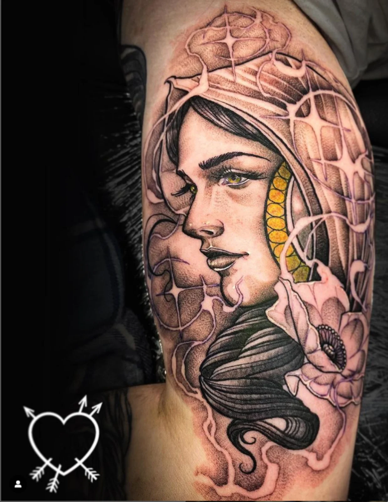 Black and grey Medusa arm portrait