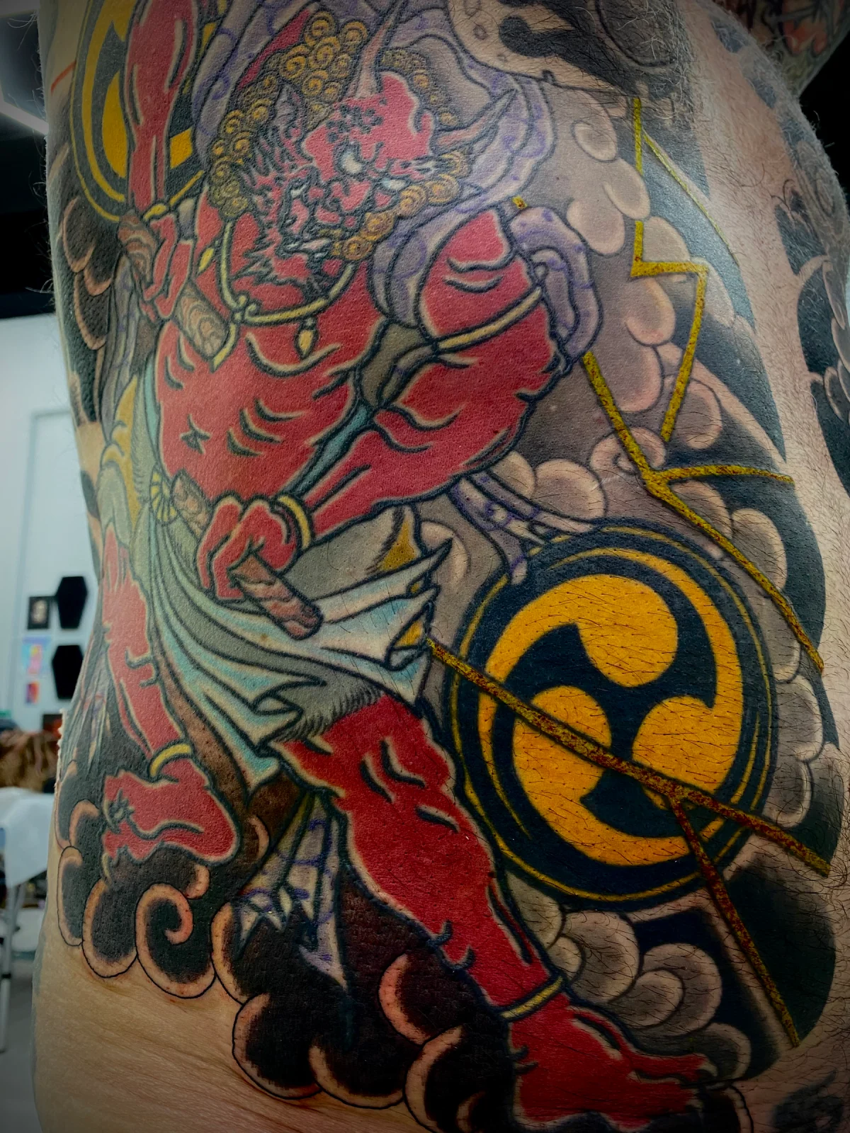 Red thunder god Raijin backpiece