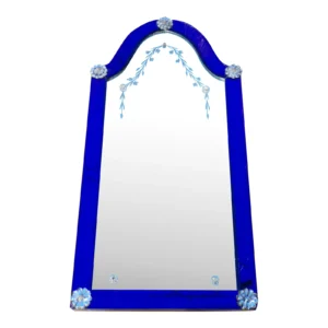 A cobalt-blue Venetian glass wall mirror