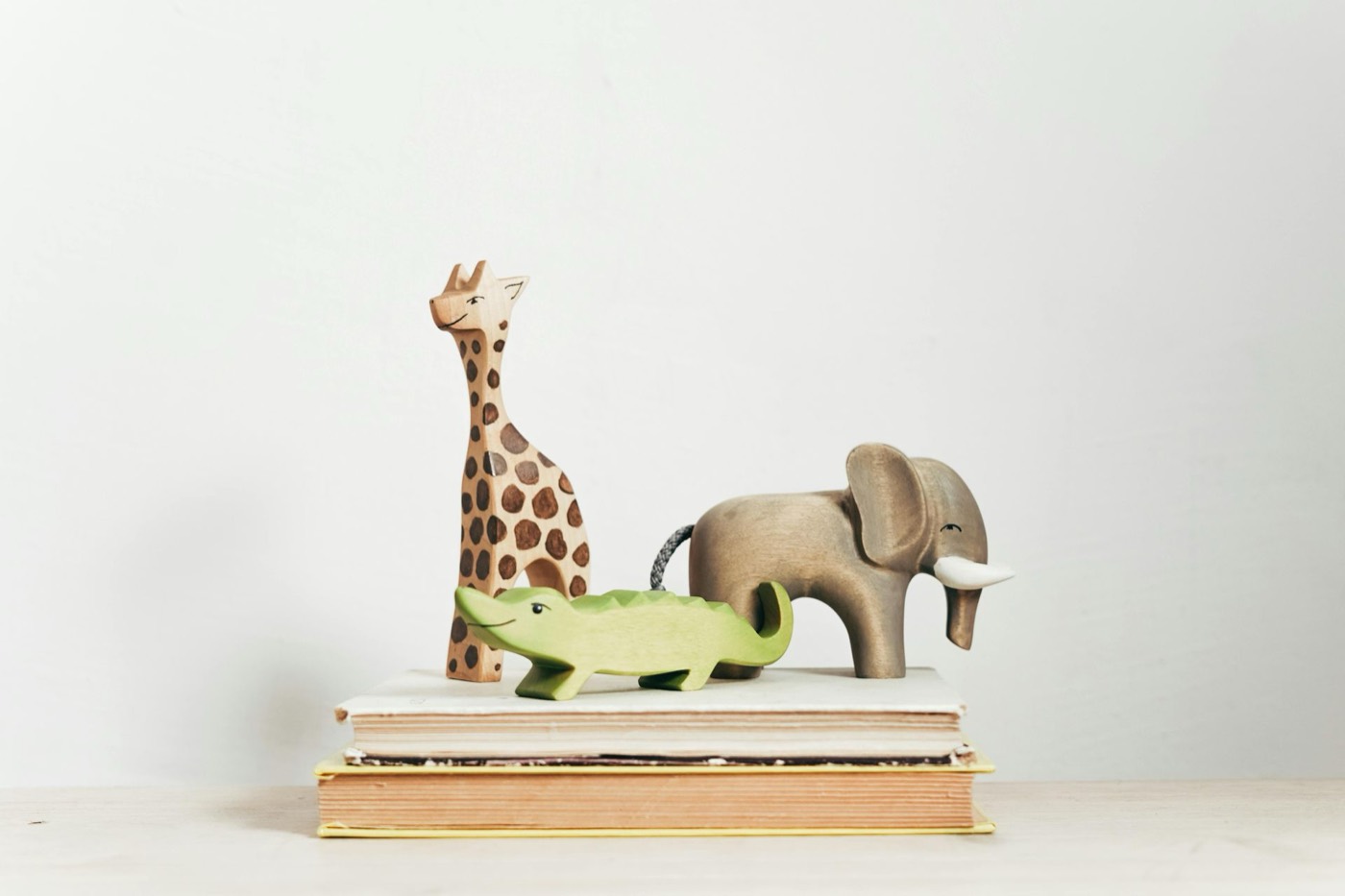 Hand-carved wooden animal toys